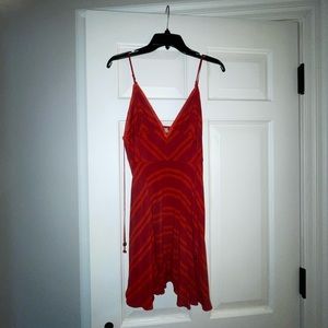 Urban Outfitters Red and Orange Print Mini Dress, Size 6